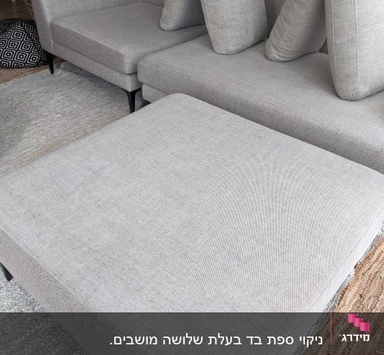 ספות אפורות עם כריות מונחות לניקוי